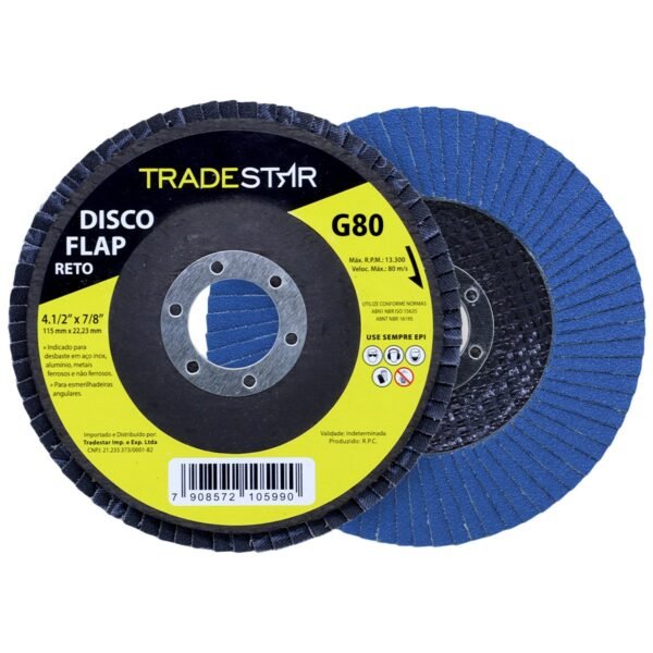 DISCO FLAP RETO 115MM G80 AZUL - Imagem 3
