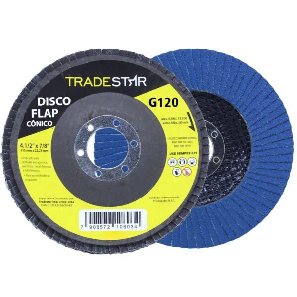 DISCO FLAP CONICO 115MM G120 AZUL