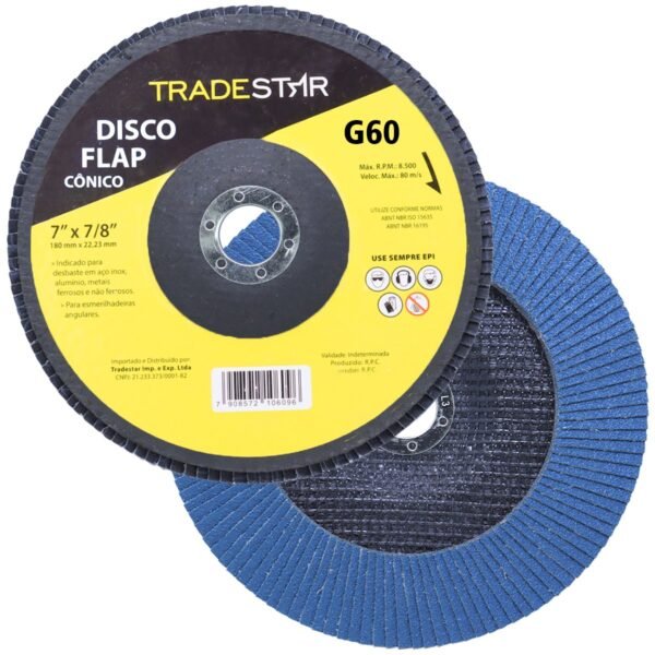 DISCO FLAP CONICO 180MM G60 AZUL - Imagem 3