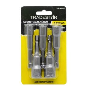 JOGO SOQUETE MAGNETICO - 1/4, 5/16, 3/8, 7/16, 1/2